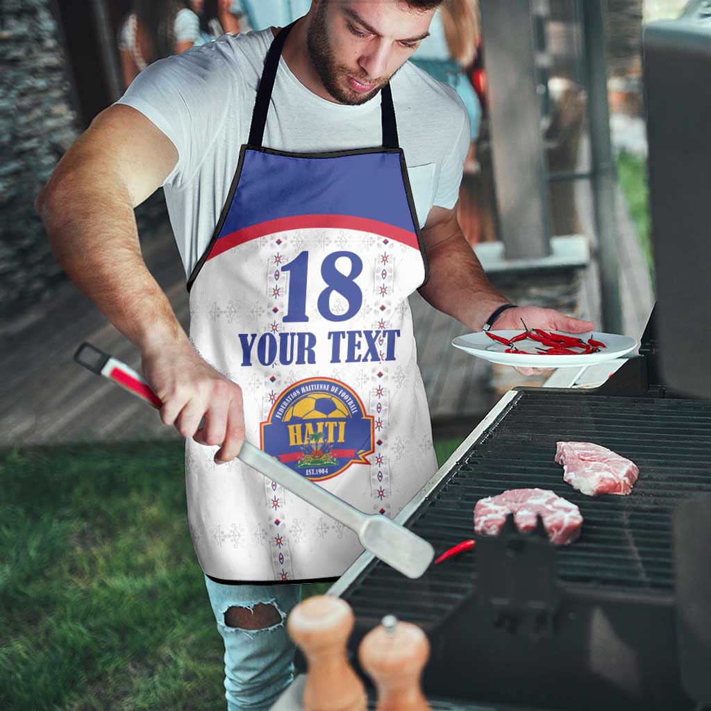 Custom Haiti Football Apron Les Grenadiers Veve Haitian Vodou White Version - Wonder Print Shop