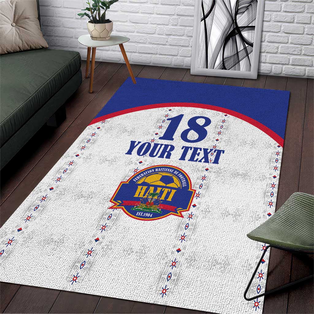 Custom Haiti Football Area Rug Les Grenadiers Veve Haitian Vodou White Version - Wonder Print Shop