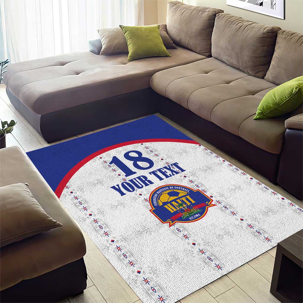 Custom Haiti Football Area Rug Les Grenadiers Veve Haitian Vodou White Version - Wonder Print Shop
