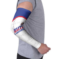 Custom Haiti Football Arm Sleeves Les Grenadiers Veve Haitian Vodou White Version - Wonder Print Shop