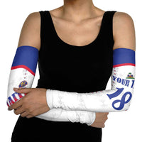 Custom Haiti Football Arm Sleeves Les Grenadiers Veve Haitian Vodou White Version - Wonder Print Shop