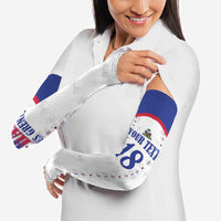 Custom Haiti Football Arm Sleeves Les Grenadiers Veve Haitian Vodou White Version - Wonder Print Shop