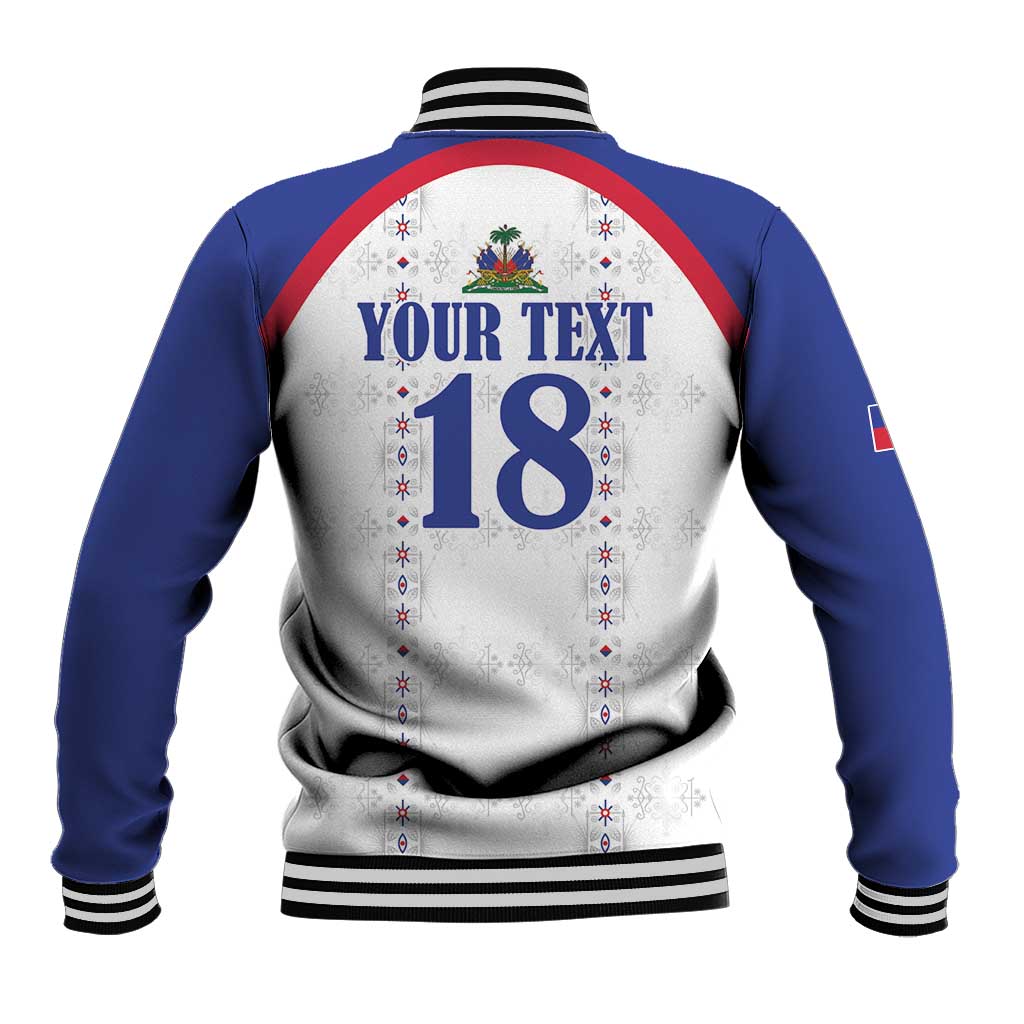 Custom Haiti Football Baseball Jacket Les Grenadiers Veve Haitian Vodou White Version - Wonder Print Shop