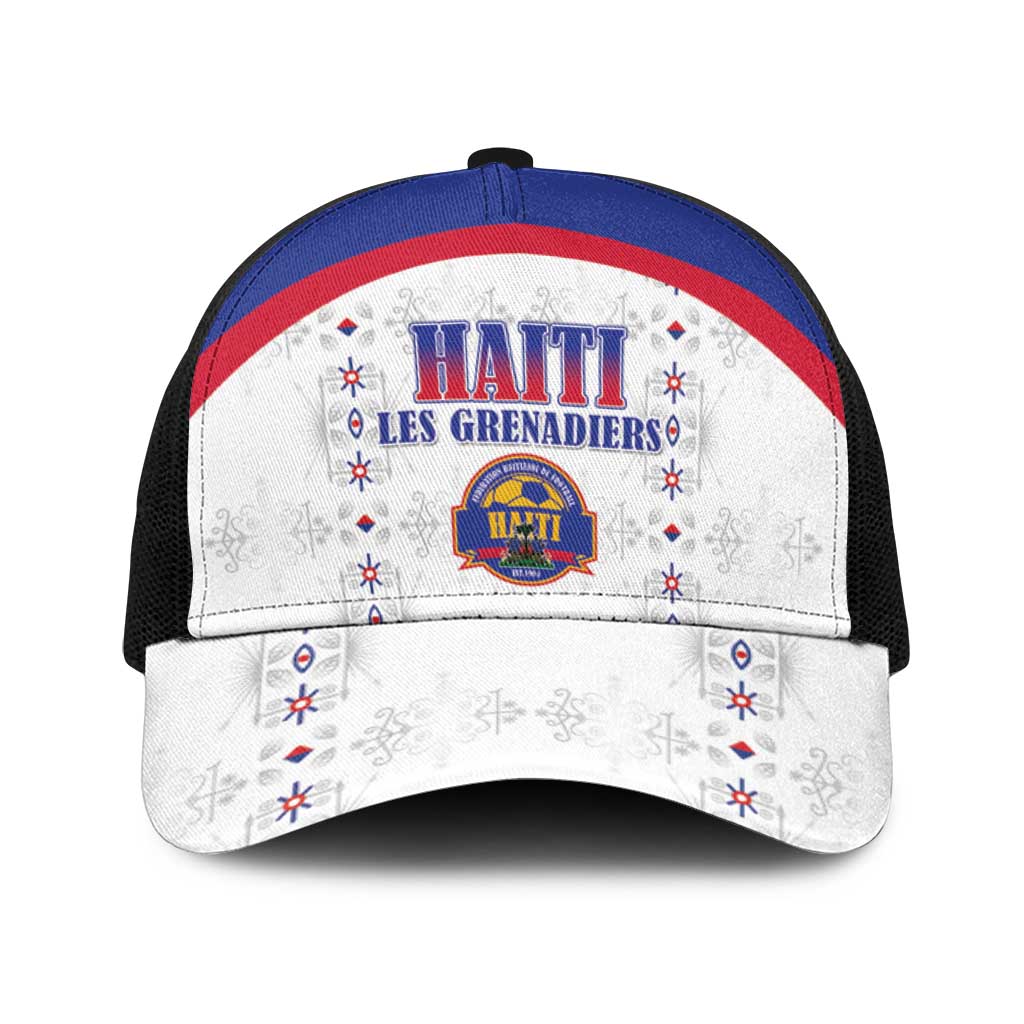 Haiti Football Baseball Net Cap Les Grenadiers Veve Haitian Vodou White Version - Wonder Print Shop