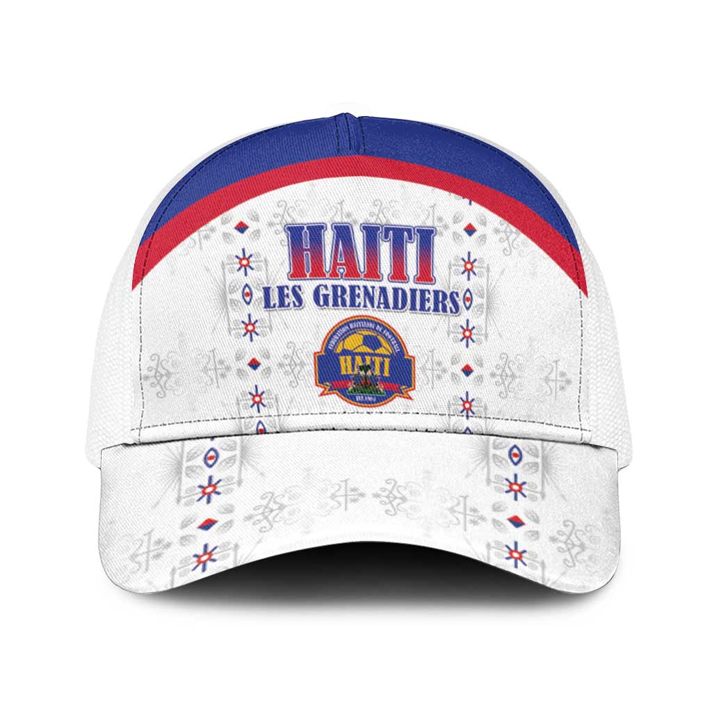Haiti Football Baseball Net Cap Les Grenadiers Veve Haitian Vodou White Version - Wonder Print Shop