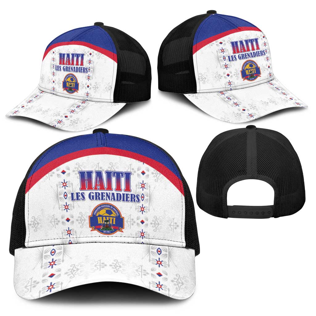 Haiti Football Baseball Net Cap Les Grenadiers Veve Haitian Vodou White Version - Wonder Print Shop