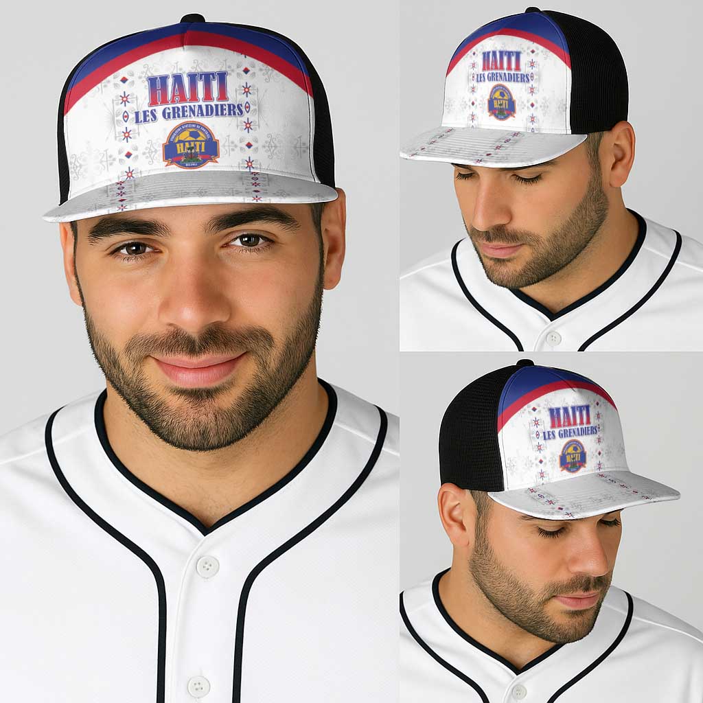 Haiti Football Baseball Net Cap Les Grenadiers Veve Haitian Vodou White Version - Wonder Print Shop