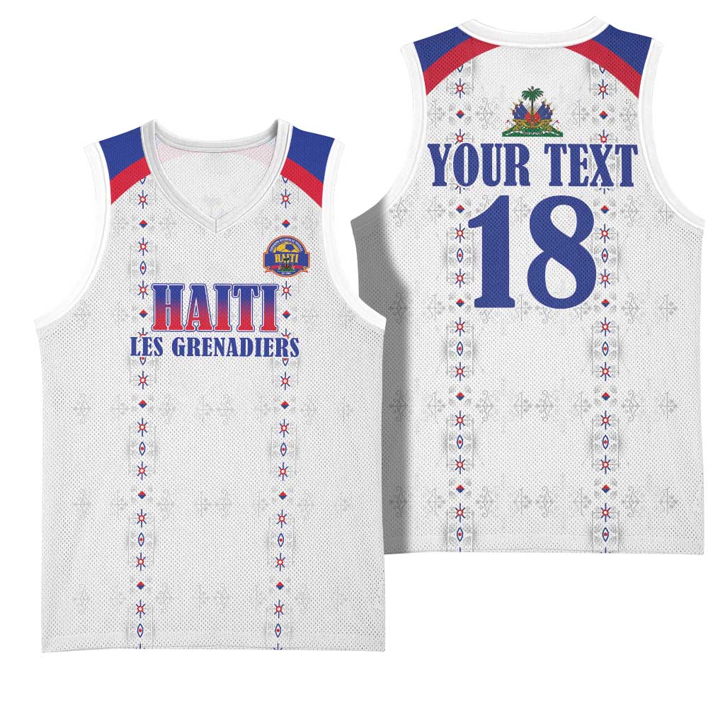 Custom Haiti Football Basketball Jersey Les Grenadiers Veve Haitian Vodou White Version - Wonder Print Shop