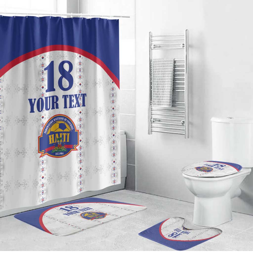 Custom Haiti Football Bathroom Set Les Grenadiers Veve Haitian Vodou White Version - Wonder Print Shop
