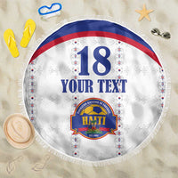 Custom Haiti Football Beach Blanket Les Grenadiers Veve Haitian Vodou White Version - Wonder Print Shop