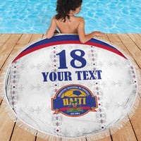 Custom Haiti Football Beach Blanket Les Grenadiers Veve Haitian Vodou White Version - Wonder Print Shop
