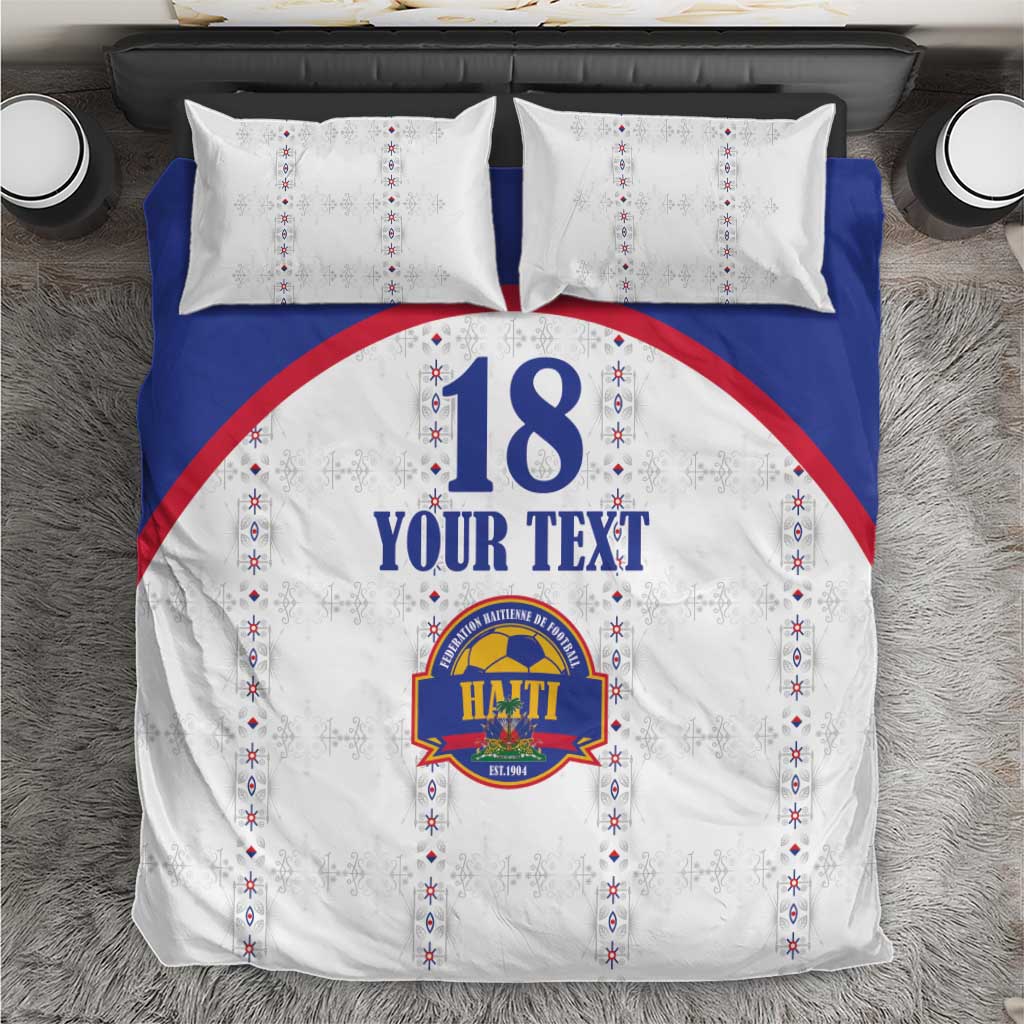 Custom Haiti Football Bedding Set Les Grenadiers Veve Haitian Vodou White Version - Wonder Print Shop