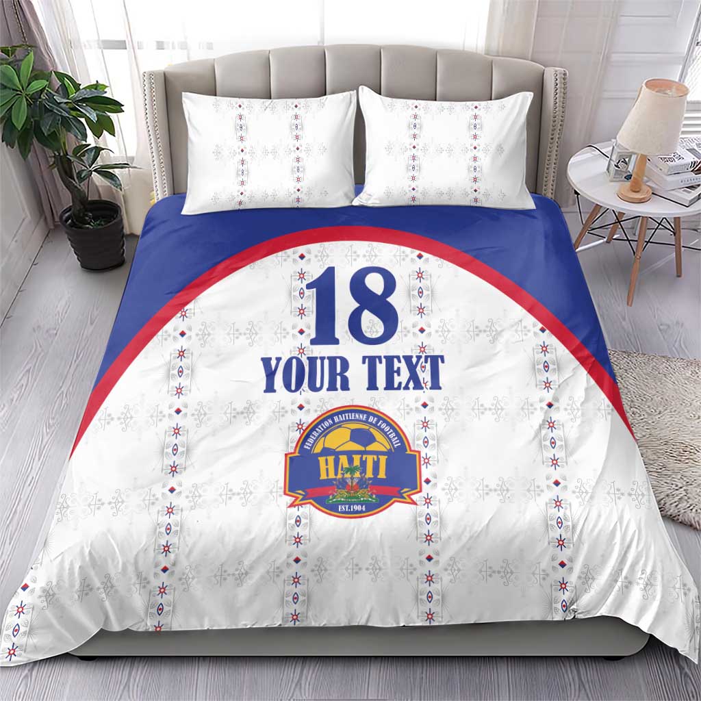 Custom Haiti Football Bedding Set Les Grenadiers Veve Haitian Vodou White Version - Wonder Print Shop