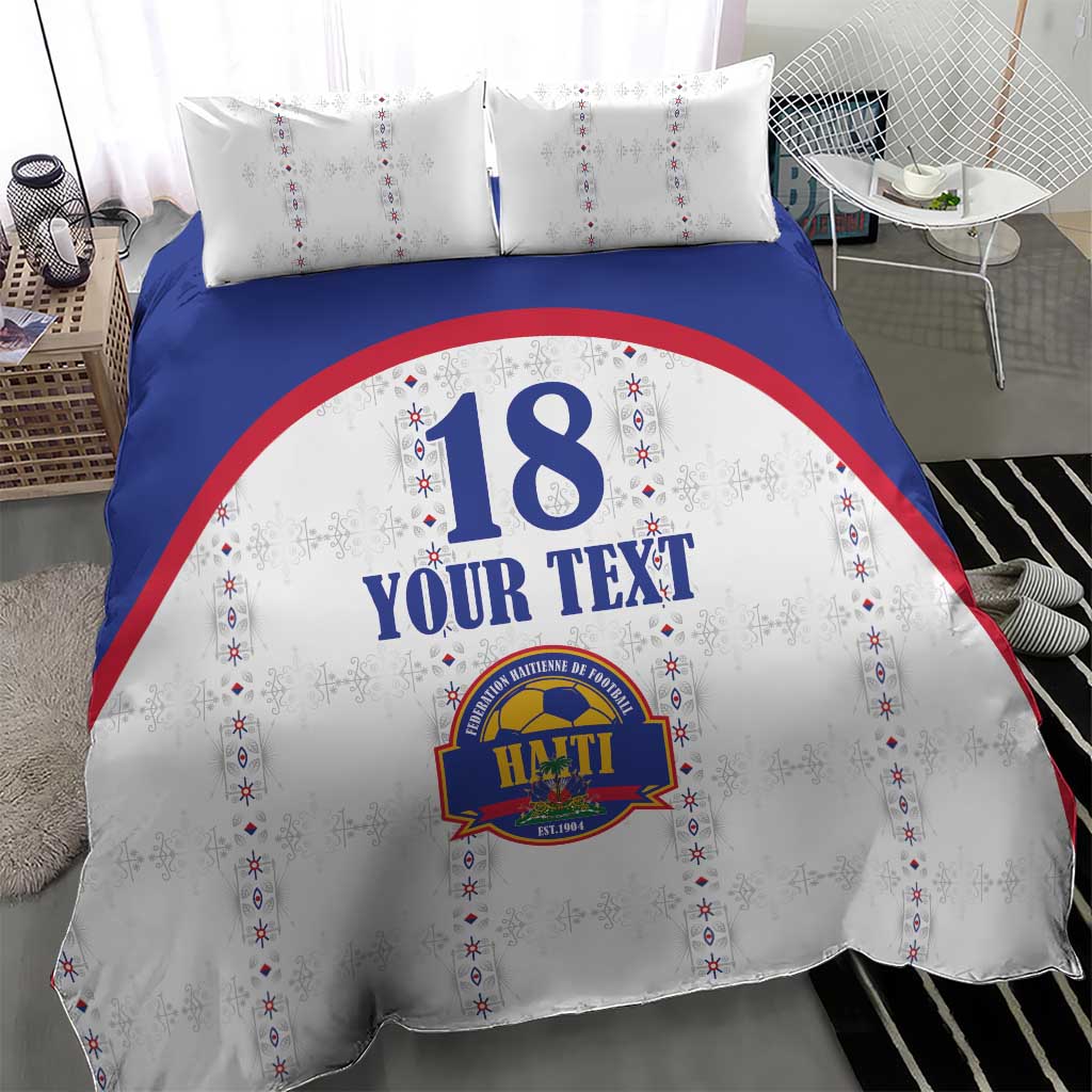 Custom Haiti Football Bedding Set Les Grenadiers Veve Haitian Vodou White Version - Wonder Print Shop