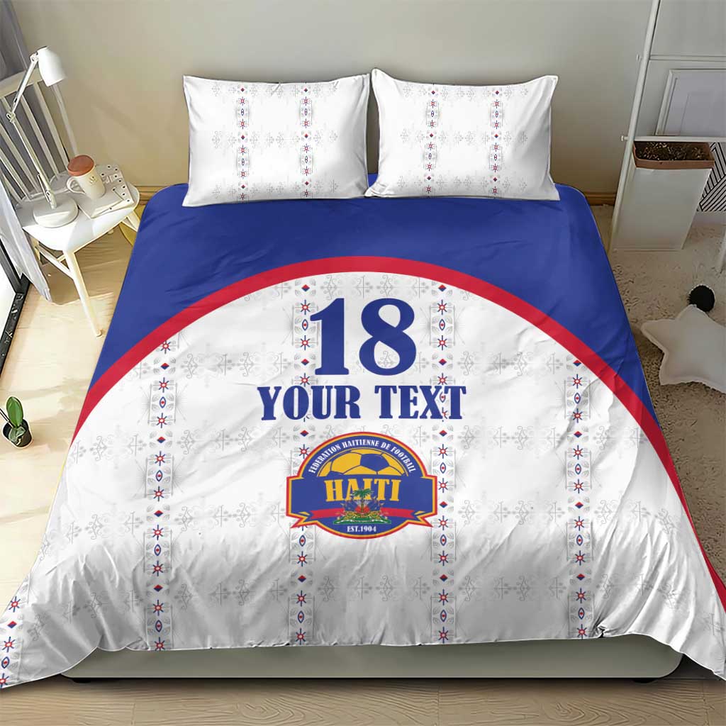 Custom Haiti Football Bedding Set Les Grenadiers Veve Haitian Vodou White Version - Wonder Print Shop