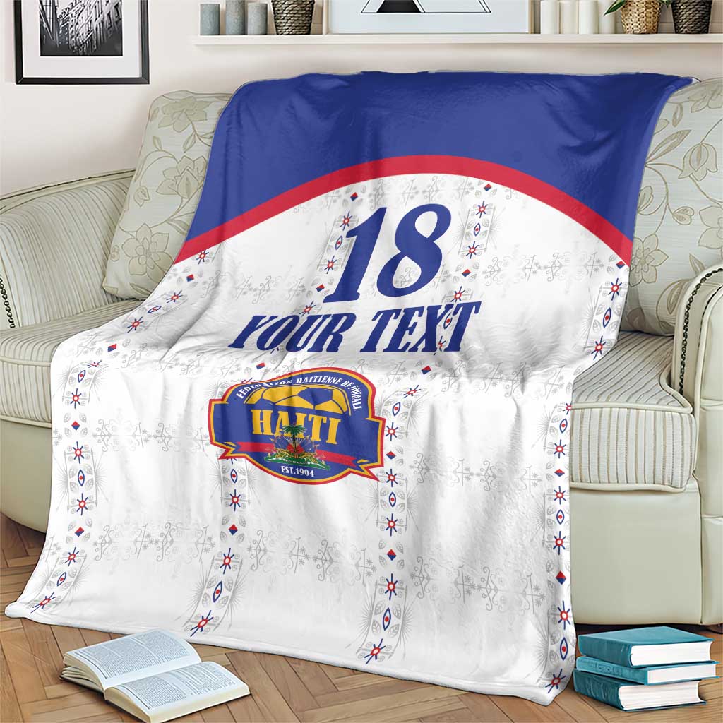 Custom Haiti Football Blanket Les Grenadiers Veve Haitian Vodou White Version - Wonder Print Shop