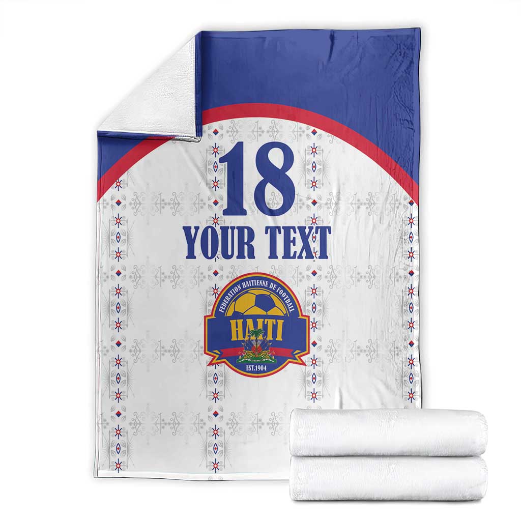 Custom Haiti Football Blanket Les Grenadiers Veve Haitian Vodou White Version - Wonder Print Shop