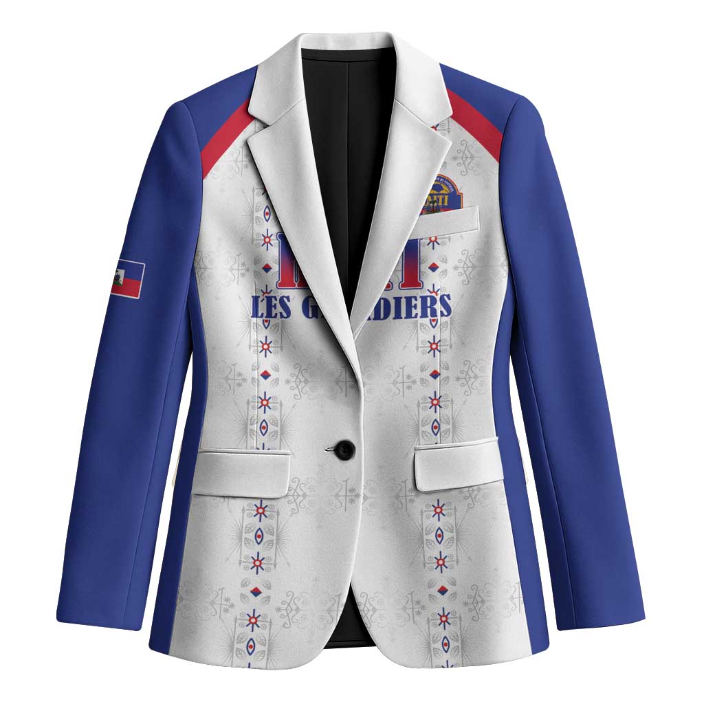 Custom Haiti Football Blazer Les Grenadiers Veve Haitian Vodou White Version - Wonder Print Shop