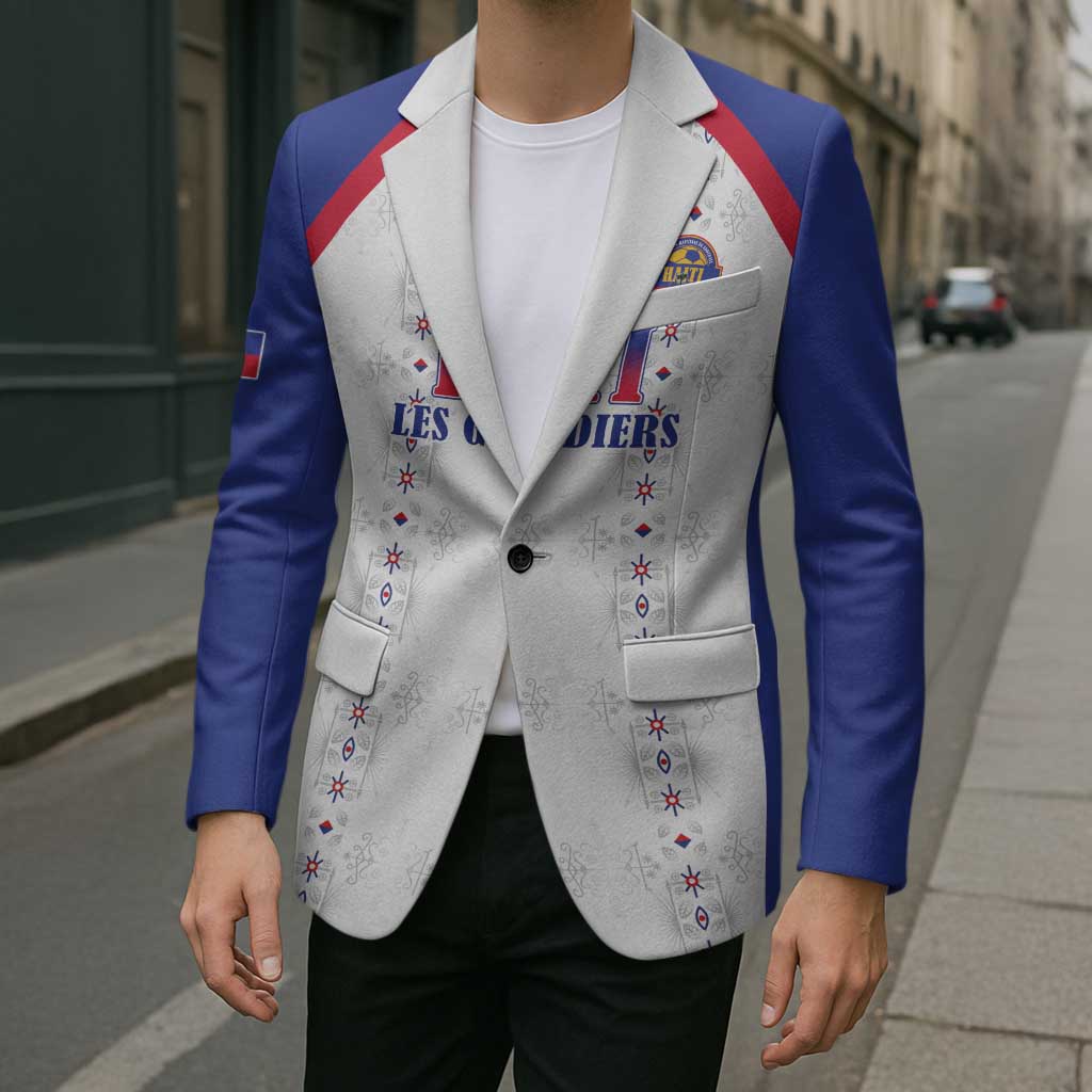 Custom Haiti Football Blazer Les Grenadiers Veve Haitian Vodou White Version - Wonder Print Shop