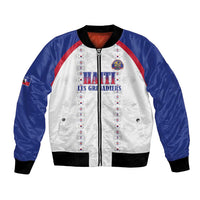 Custom Haiti Football Bomber Jacket Les Grenadiers Veve Haitian Vodou White Version - Wonder Print Shop