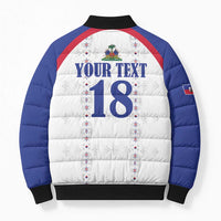 Custom Haiti Football Bomber Puffer Jacket Les Grenadiers Veve Haitian Vodou White Version - Wonder Print Shop