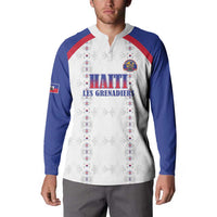Custom Haiti Football Button Sweatshirt Les Grenadiers Veve Haitian Vodou White Version - Wonder Print Shop