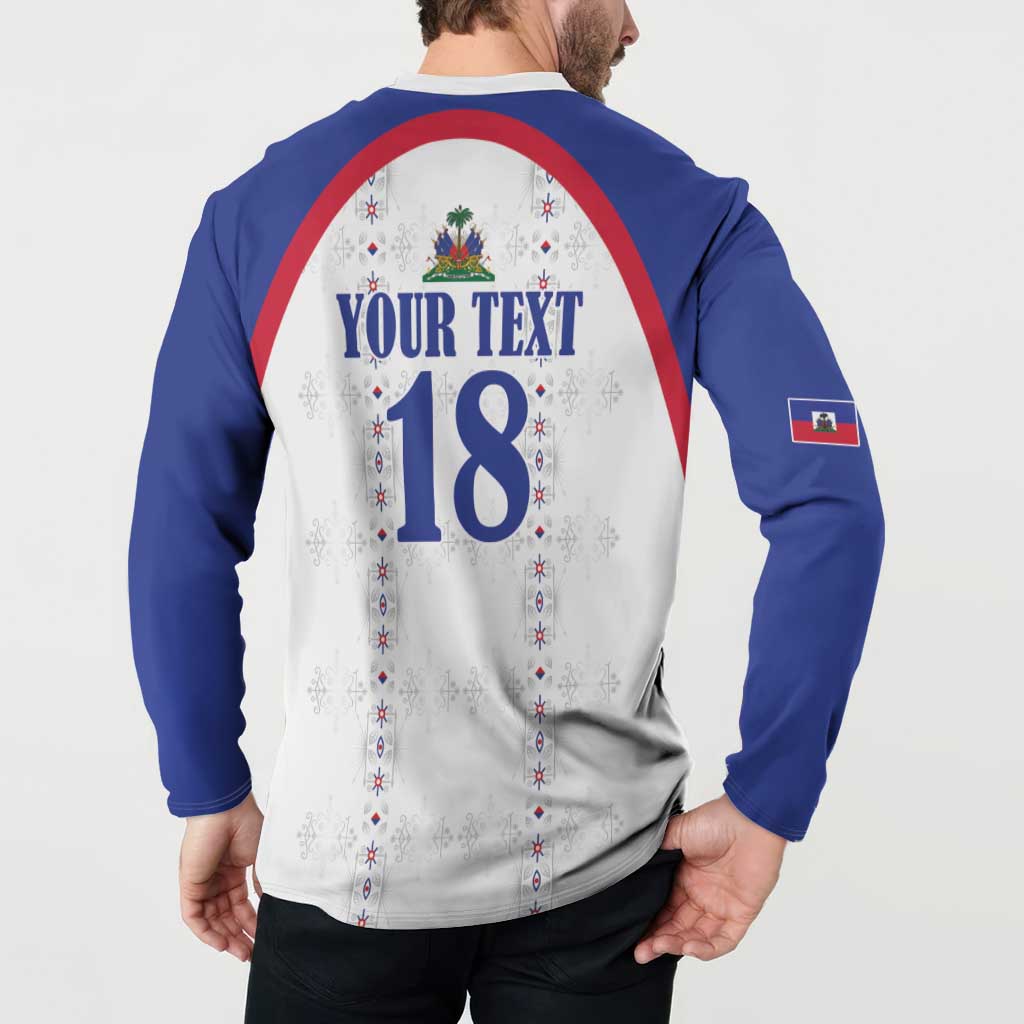 Custom Haiti Football Button Sweatshirt Les Grenadiers Veve Haitian Vodou White Version - Wonder Print Shop