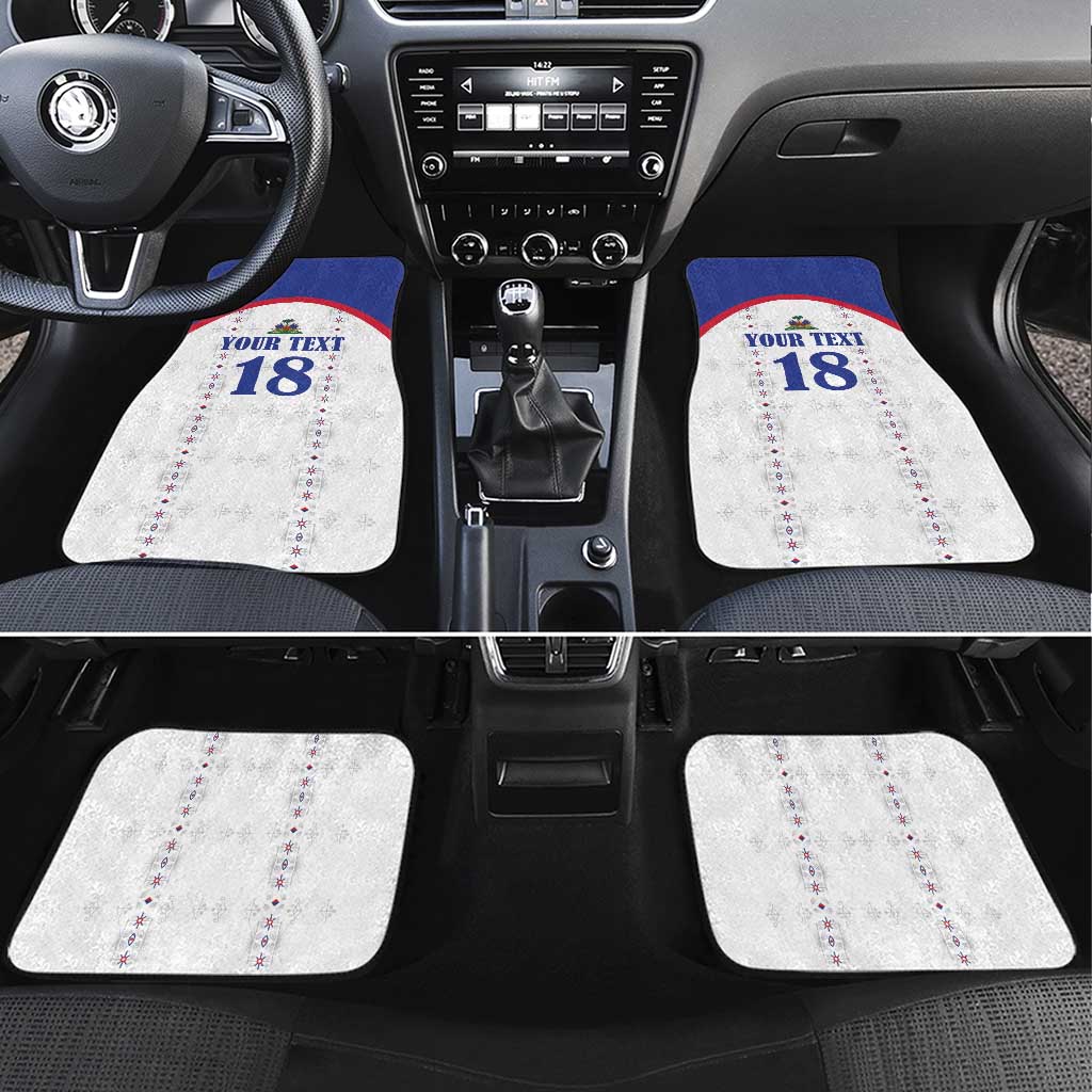 Custom Haiti Football Car Mats Les Grenadiers Veve Haitian Vodou White Version - Wonder Print Shop
