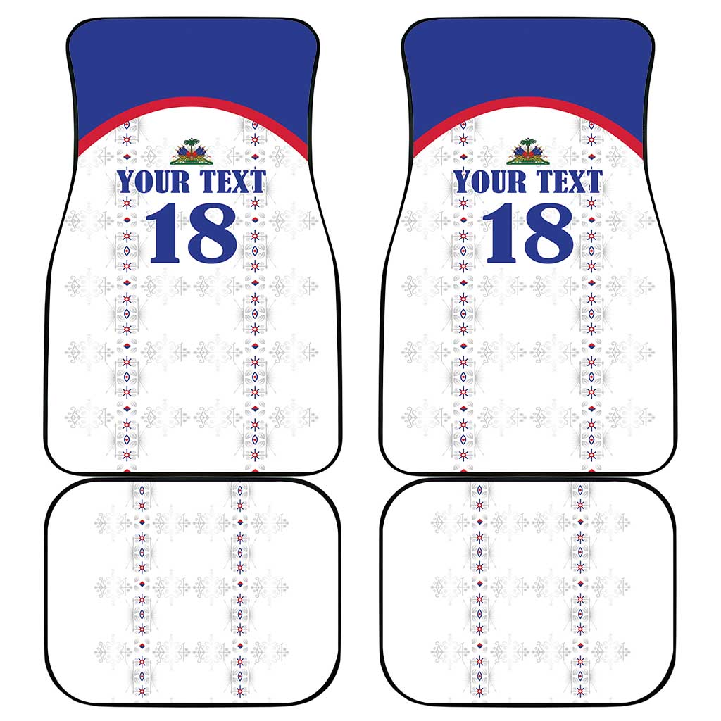 Custom Haiti Football Car Mats Les Grenadiers Veve Haitian Vodou White Version - Wonder Print Shop