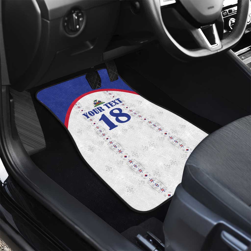 Custom Haiti Football Car Mats Les Grenadiers Veve Haitian Vodou White Version - Wonder Print Shop