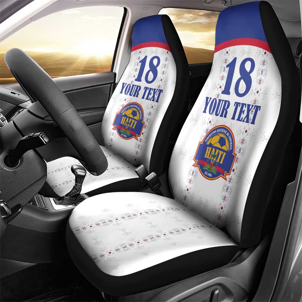 Custom Haiti Football Car Seat Cover Les Grenadiers Veve Haitian Vodou White Version - Wonder Print Shop