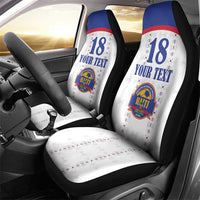 Custom Haiti Football Car Seat Cover Les Grenadiers Veve Haitian Vodou White Version - Wonder Print Shop