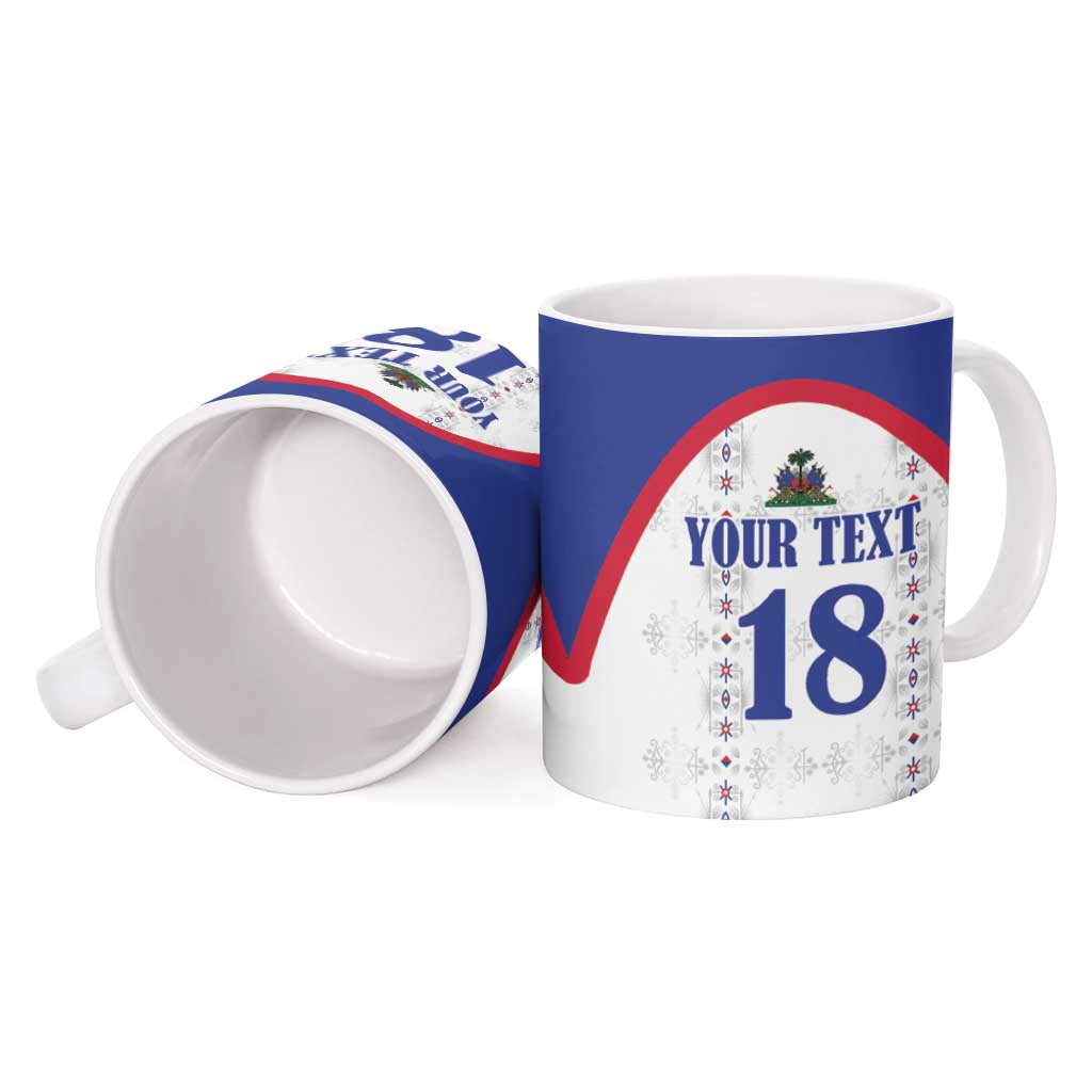 Custom Haiti Football Ceramic Mug Les Grenadiers Veve Haitian Vodou White Version - Wonder Print Shop