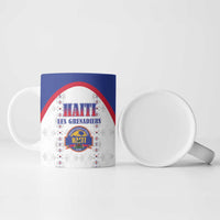 Custom Haiti Football Ceramic Mug Les Grenadiers Veve Haitian Vodou White Version - Wonder Print Shop