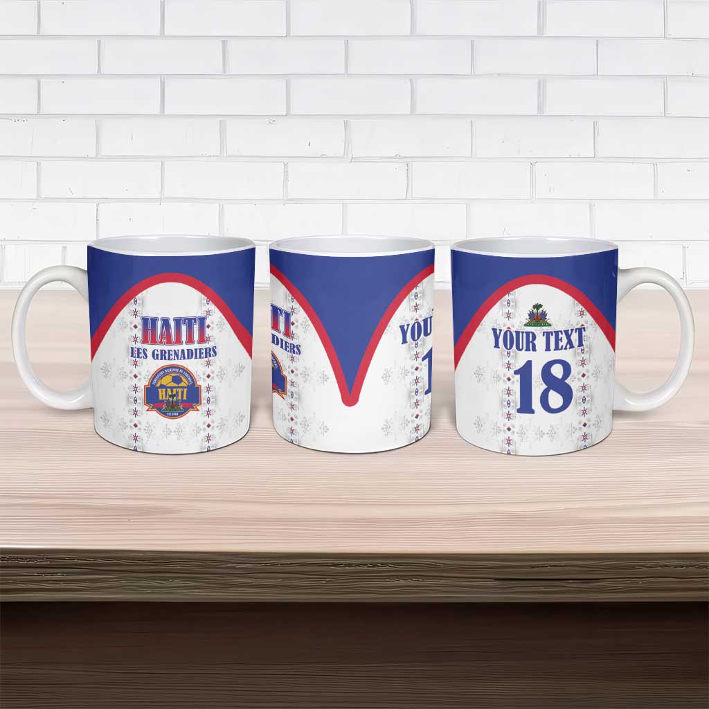 Custom Haiti Football Ceramic Mug Les Grenadiers Veve Haitian Vodou White Version - Wonder Print Shop