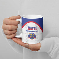 Custom Haiti Football Ceramic Mug Les Grenadiers Veve Haitian Vodou White Version - Wonder Print Shop