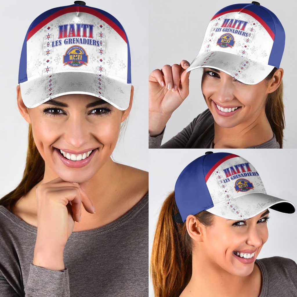 Haiti Football Classic Cap Les Grenadiers Veve Haitian Vodou White Version - Wonder Print Shop