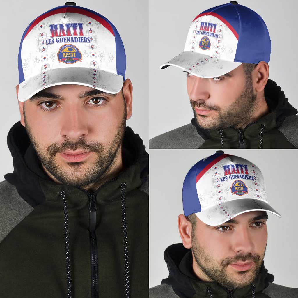 Haiti Football Classic Cap Les Grenadiers Veve Haitian Vodou White Version - Wonder Print Shop