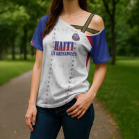 Custom Haiti Football Cross Shoulder Shirt Les Grenadiers Veve Haitian Vodou White Version - Wonder Print Shop