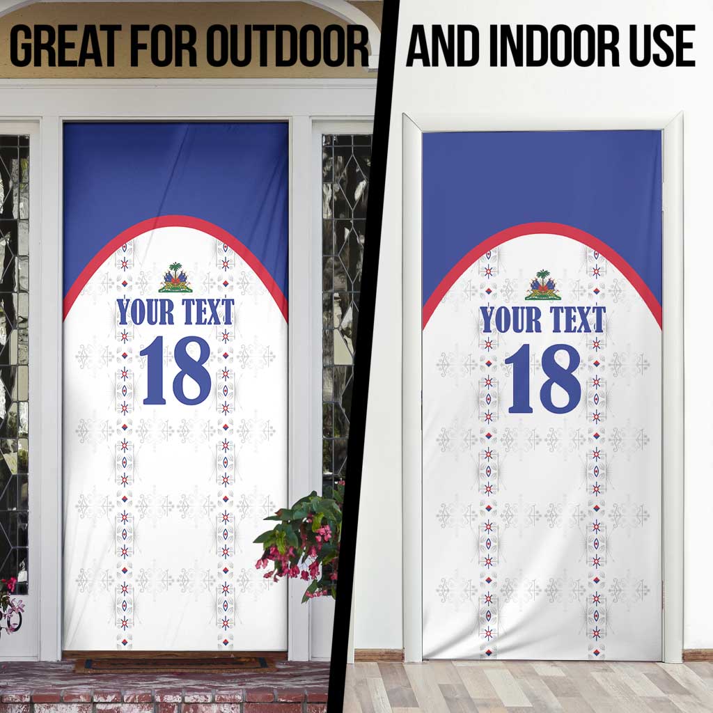 Custom Haiti Football Door Cover Les Grenadiers Veve Haitian Vodou White Version - Wonder Print Shop