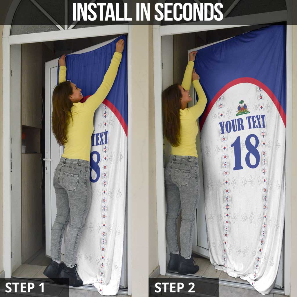 Custom Haiti Football Door Cover Les Grenadiers Veve Haitian Vodou White Version - Wonder Print Shop