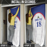 Custom Haiti Football Door Cover Les Grenadiers Veve Haitian Vodou White Version - Wonder Print Shop