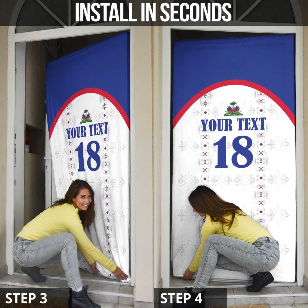 Custom Haiti Football Door Cover Les Grenadiers Veve Haitian Vodou White Version - Wonder Print Shop