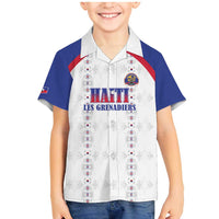 Custom Haiti Football Family Matching Mermaid Dress and Hawaiian Shirt Les Grenadiers Veve Haitian Vodou White Version - Wonder Print Shop