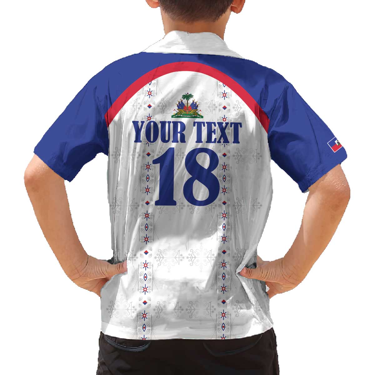 Custom Haiti Football Family Matching Off The Shoulder Long Sleeve Dress and Hawaiian Shirt Les Grenadiers Veve Haitian Vodou White Version - Wonder Print Shop