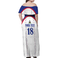 Custom Haiti Football Family Matching Off Shoulder Maxi Dress and Hawaiian Shirt Les Grenadiers Veve Haitian Vodou White Version - Wonder Print Shop
