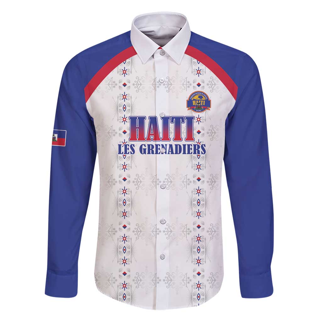Custom Haiti Football Family Matching Puletasi and Hawaiian Shirt Les Grenadiers Veve Haitian Vodou White Version - Wonder Print Shop