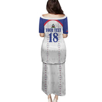 Custom Haiti Football Family Matching Puletasi and Hawaiian Shirt Les Grenadiers Veve Haitian Vodou White Version - Wonder Print Shop