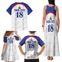 Custom Haiti Football Family Matching Tank Maxi Dress and Hawaiian Shirt Les Grenadiers Veve Haitian Vodou White Version - Wonder Print Shop