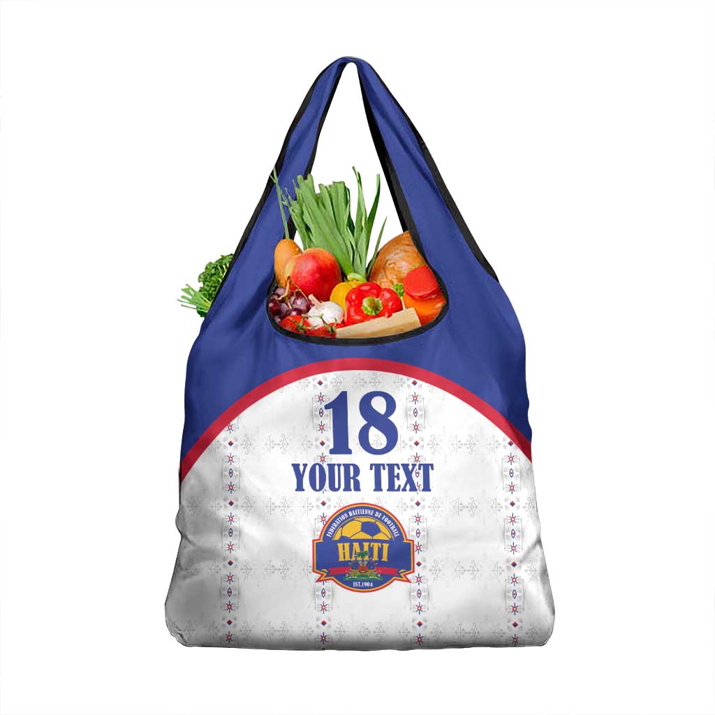 Custom Haiti Football Grocery Bag Les Grenadiers Veve Haitian Vodou White Version - Wonder Print Shop